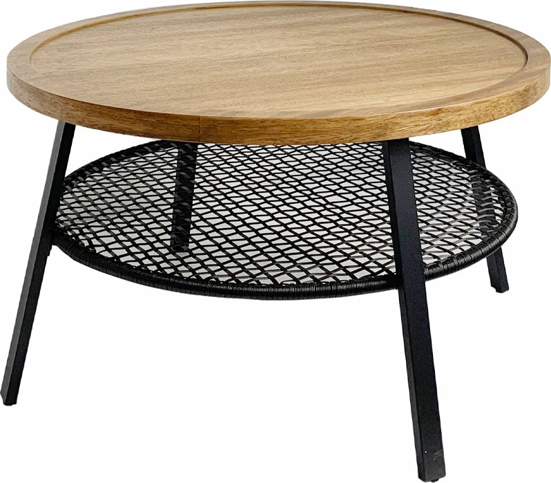 Tavolinë kafeje Filet, ngjyrë natyrale/zezë, 75x75x43cm