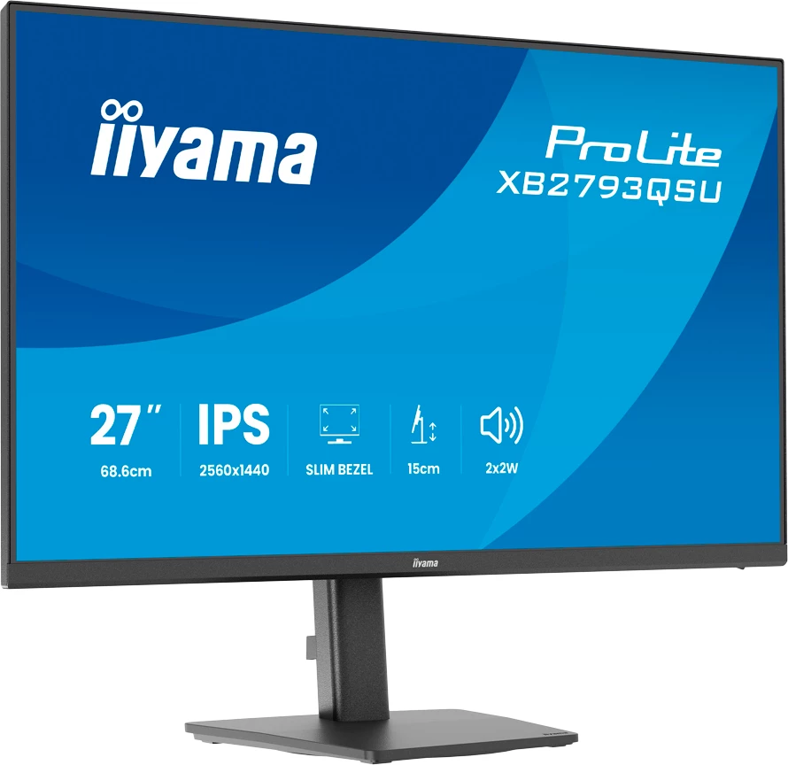 Monitor IIYAMA ProLite XB2793QSU-B1 27" QHD 2560x1440 IPS 75Hz 1ms, USB Hub, rregullim lartësie/rotullim/pjerrësi/pivot, i zi