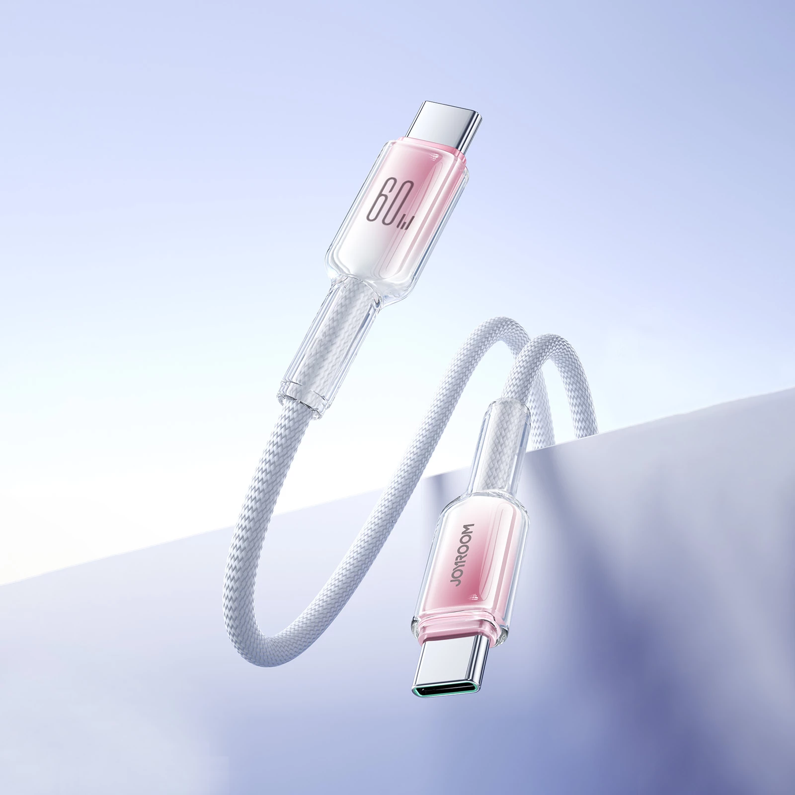 Kabllo USB-C në USB-C Joyroom S-A42 Crystal-Clear Series, 1.2m, 60W, Bardhë