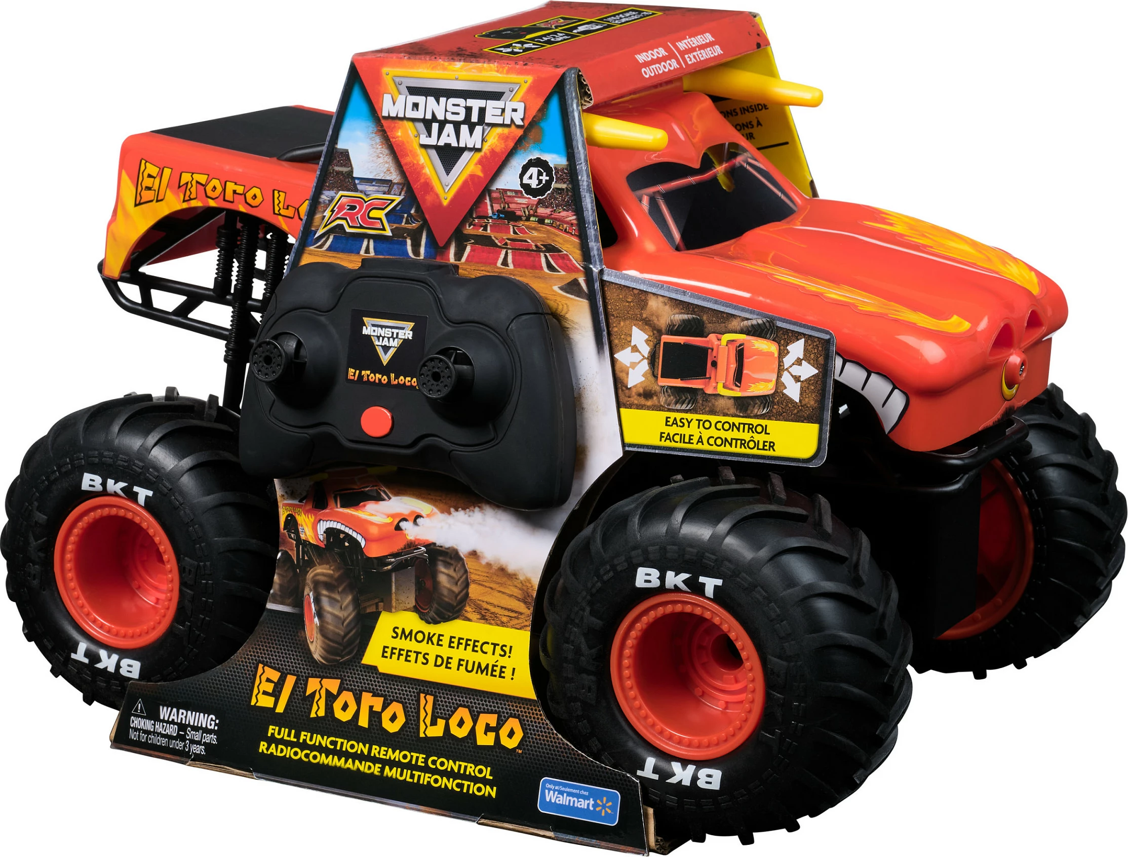 Kamion Monster Truck RC Spin Master Monster Jam El Toro Loco, shkallë 1:15, efekt tymi, zi/portokalli