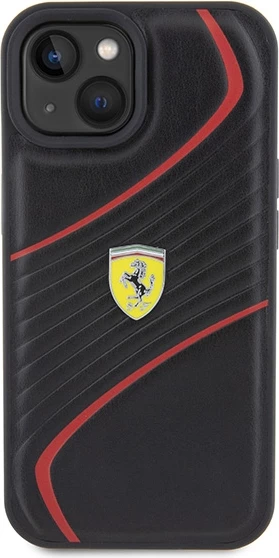 Mbështjellës Ferrari FEHCP15SPTWK për iPhone 15 6.1", Twist Metal Logo, i zi