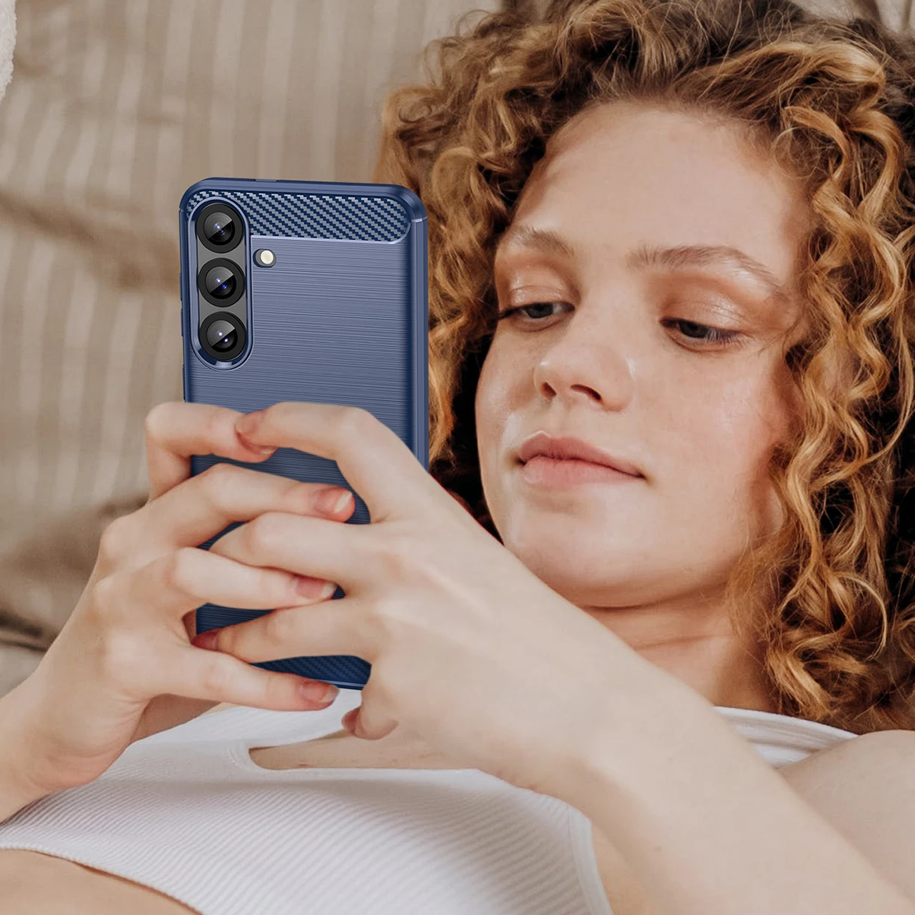 Mbështjellës Hurtel Carbon Case për Samsung Galaxy S25+, Kaltër