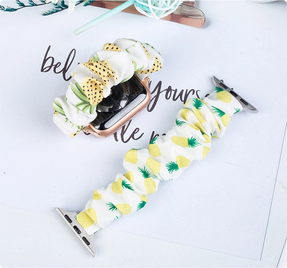 Rrip tekstili për Apple Watch Hurtel, elastik, me lule, Blu