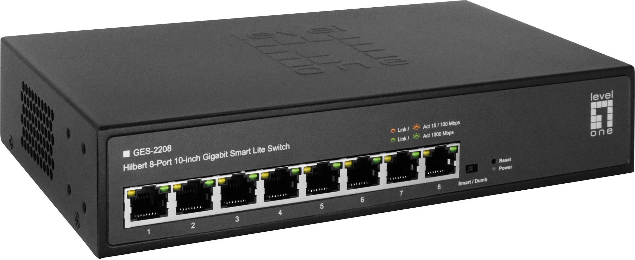 Switch LevelOne Hilbert 10” 8-Port Gigabit Smart Lite, Managed, Rack mounting