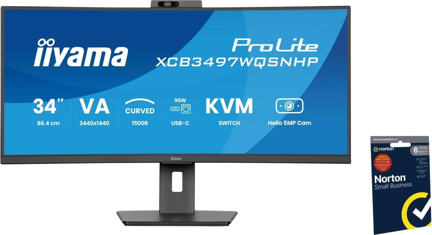 Monitor iiyama ProLite XCB3497WQSNPH-B1, 34 inch, UWQHD, 120Hz, VA, i zi
