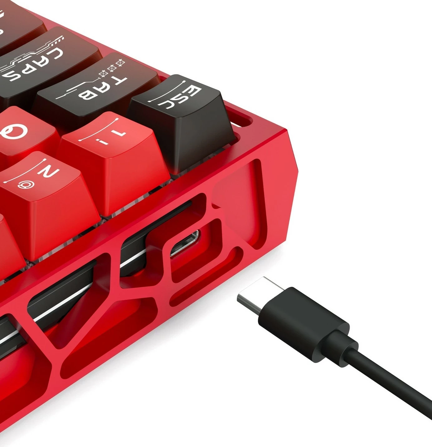 Tastierë gaming Redragon Venom K753-RGB-M, 60%, RGB, Hot-Swap, USB-C, e kuqe