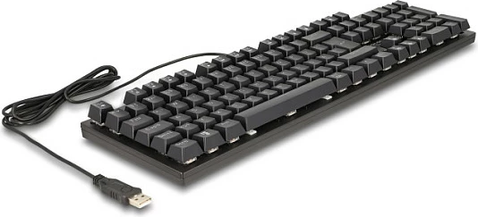 Tastierë gaming mekanike DeLOCK, USB me kabllo 1.6 m, RGB, QWERTZ gjermane, e zezë
