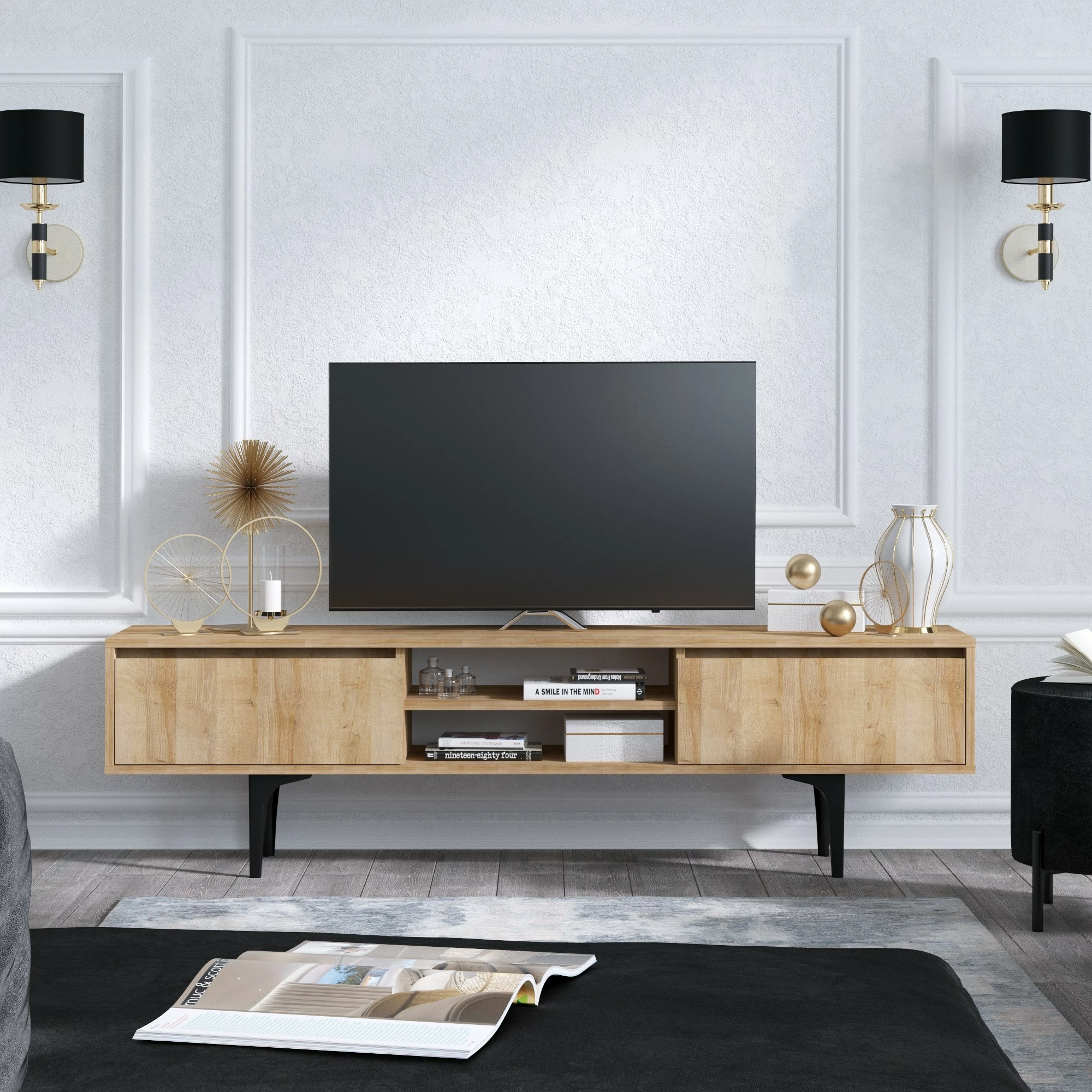 Komodë TV Hanah Home, ngjyrë lisi, Artemis