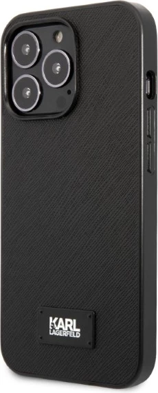 Mbështjellës Karl Lagerfeld KLHCP13XSFMP2K për iPhone 13 Pro Max 6.7", i fortë, lëkurë saffiano, i zi