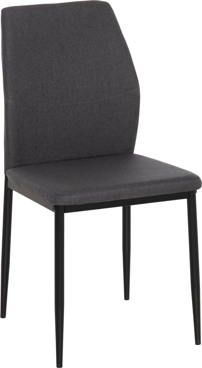 Karrige ngrënieje DIAZ, material gri, këmbë metalike të zeza, set prej 4 copash, 41.5x52x87cm