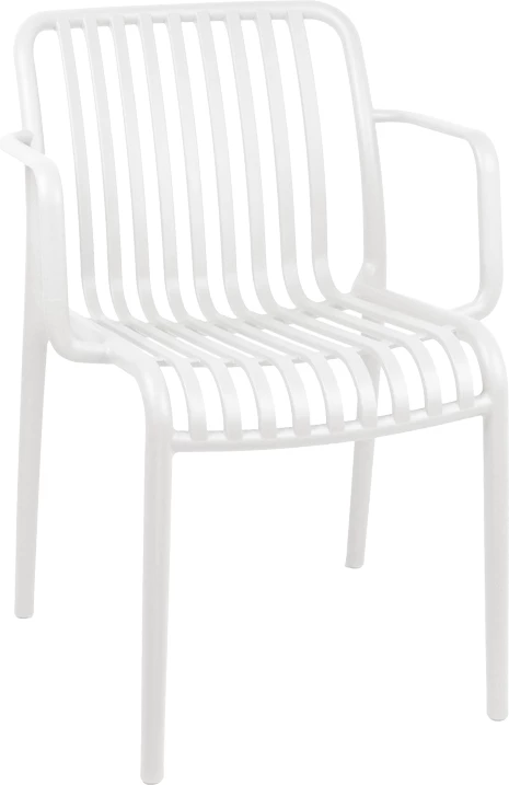 Karrige me krahë Zoi, plastikë e bardhë, 55.5x57.5x79 cm