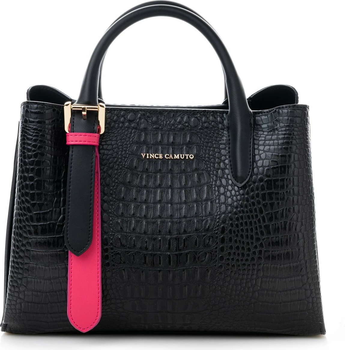 Çantë dore Vince Camuto Rome, krokodil e zezë