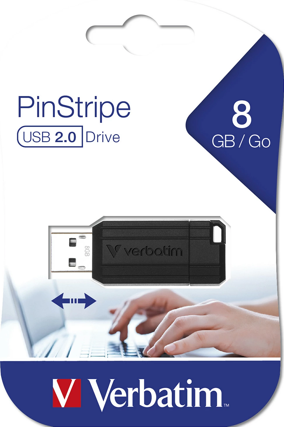 USB flash Verbatim PinStripe 8GB, USB-A 2.0, Slide, i zi