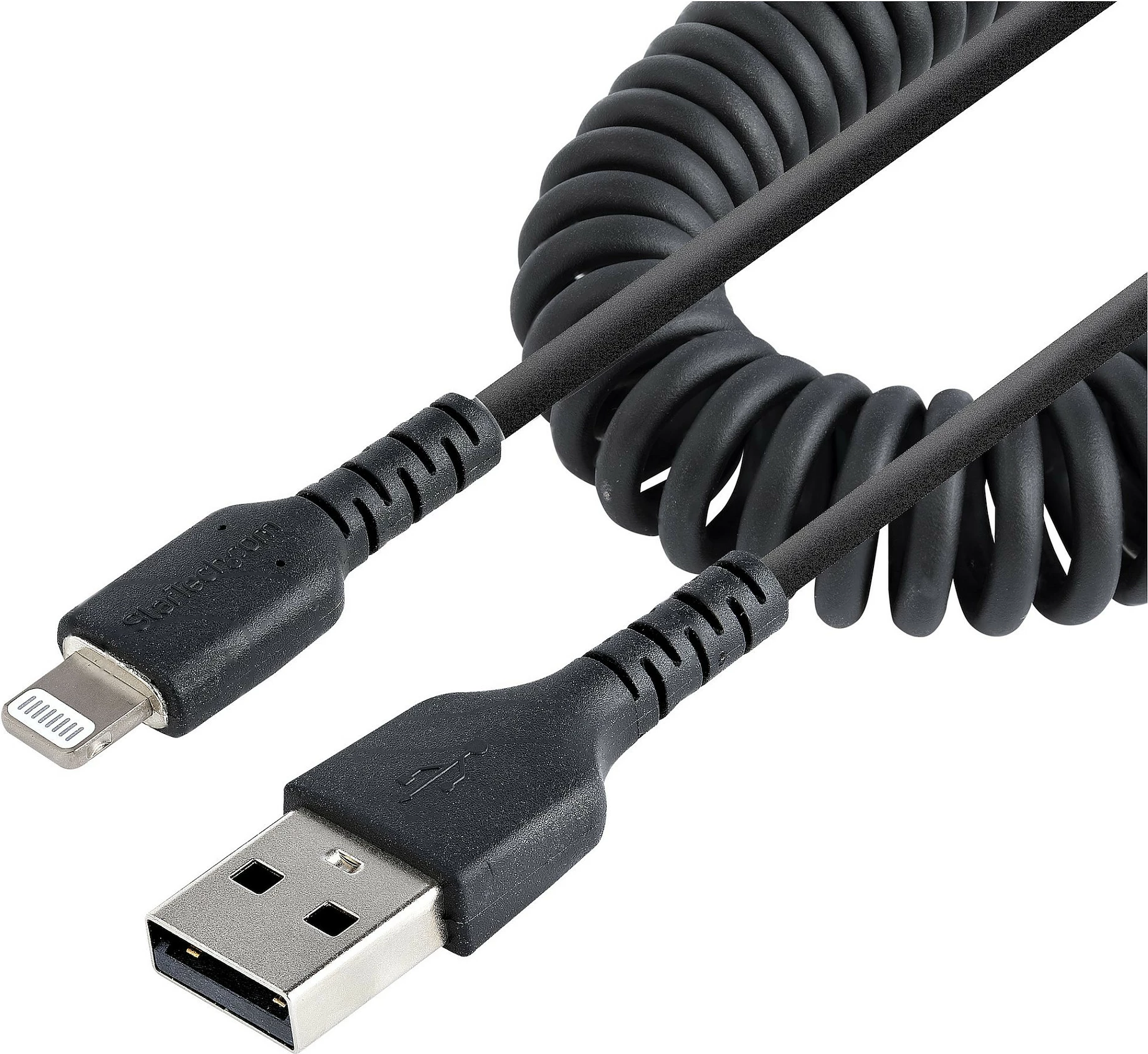 Kabllo USB-A në Lightning StarTech 0.5m spirale, MFi, USB 2.0, e zezë