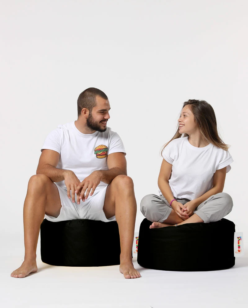 Puf për kopsht, i rrumbullakët, ngjyrë e zezë