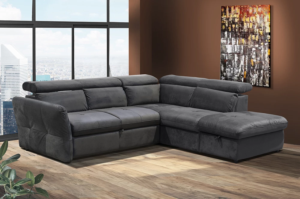 Kënd divan shtrat Monserat, antracit, këndi djathtë, 254x224x90cm