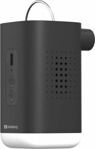Mini pompë ajri me llampë kampingu Sandberg 420-93, bateri 1200mAh, USB-C, 4 hundëza, e zezë