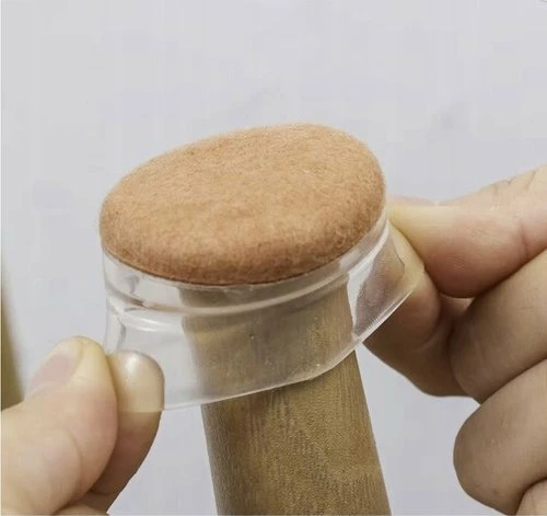 Mbrojtës këmbësh karrige Ruhhy 13-23 mm, PVC+felt, i rrumbullakët, transparent/kafe e çelët, set 4 copë