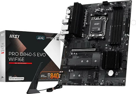 Pllakë amë MSI PRO B840-S EVO WIFI6E, Socket AM5, ATX, DDR5 deri 256GB, Wi‑Fi 6E, 2.5G LAN, e zezë