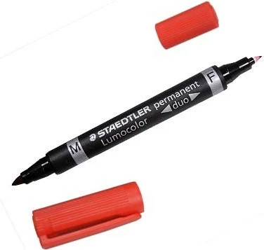 Marker STAEDTLER Lumocolor Duo, dy maje, i zi dhe i kuq