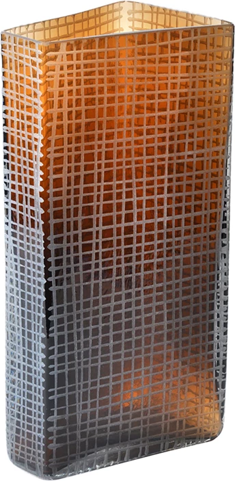 Vazo GRAVIR HONEY, qelq, ngjyrë kafe, 16x12x33cm