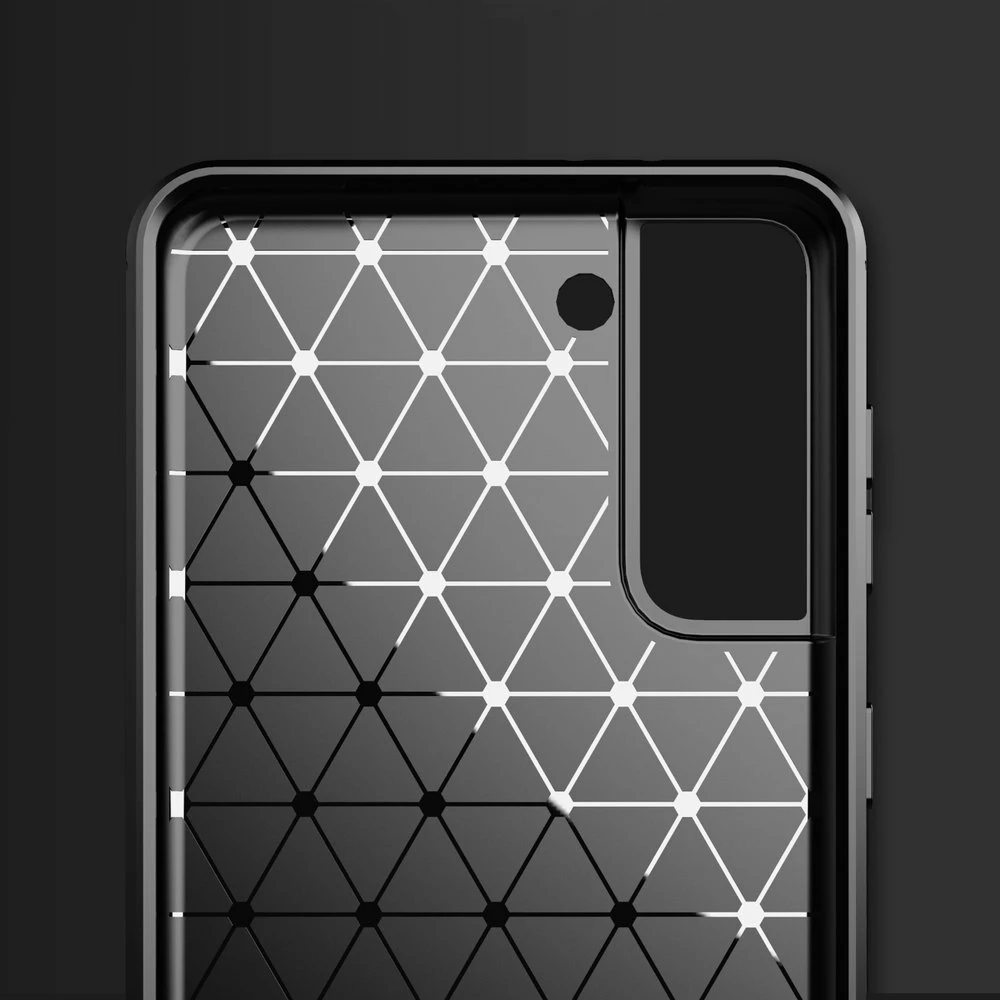 Mbështjellës Hurtel Carbon Case për Samsung Galaxy S21+ 5G, i zi