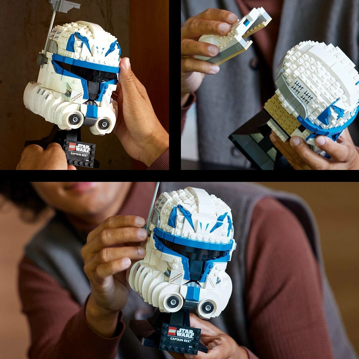 Set ndërtimi LEGO Star Wars Captain Rex Helmet 75349, 854 copë, 18+, bardhë/kaltër