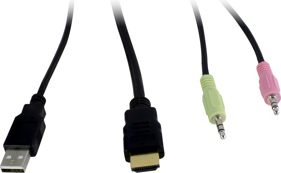 KVM Switch Inter-Tech Argus AS-42HA, 4 kompjuterë, Dual HDMI, USB 2.0, Full HD+, i zi