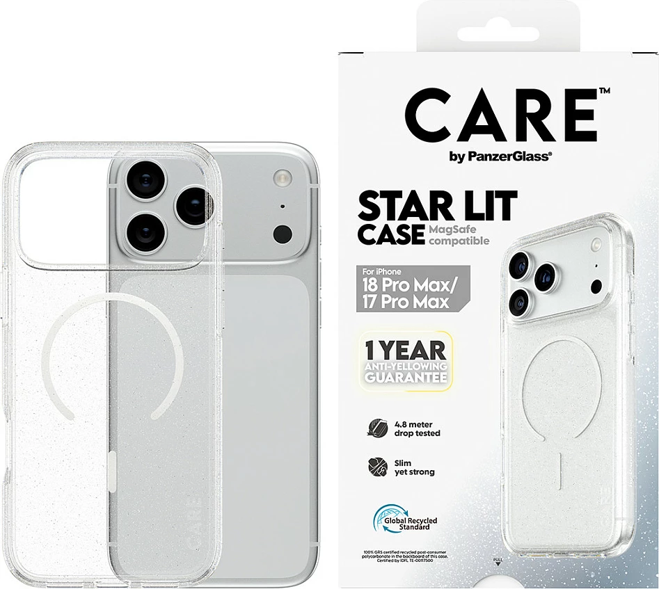 Mbështjellës PanzerGlass CARE Star Lit Case me MagSafe për iPhone 17 Pro Max, transparent