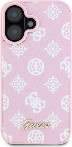 Mbështjellës Guess Peony Script MagSafe për iPhone 16, Rozë