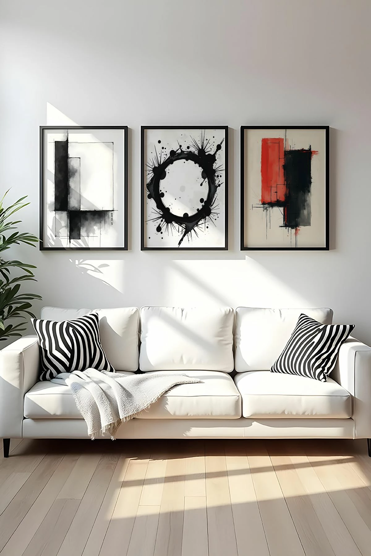Pikturë dekorative me kornizë, MDF, 3 copë, Wallity, Huhu426, 30x40cm