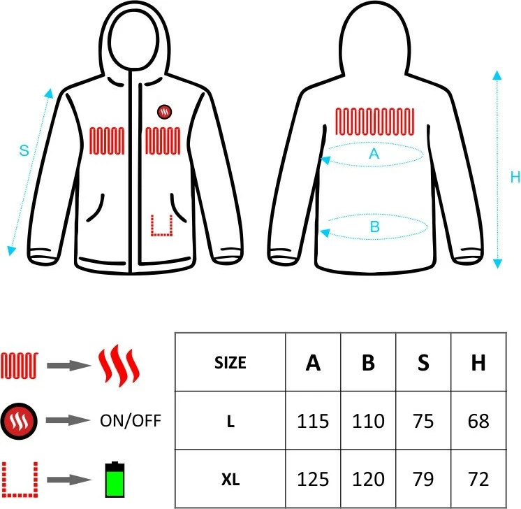 Xhaketë me ngrohje për meshkuj Glovii GTMB, madhësia L, bateri Li-Ion 5200mAh, e zezë, set