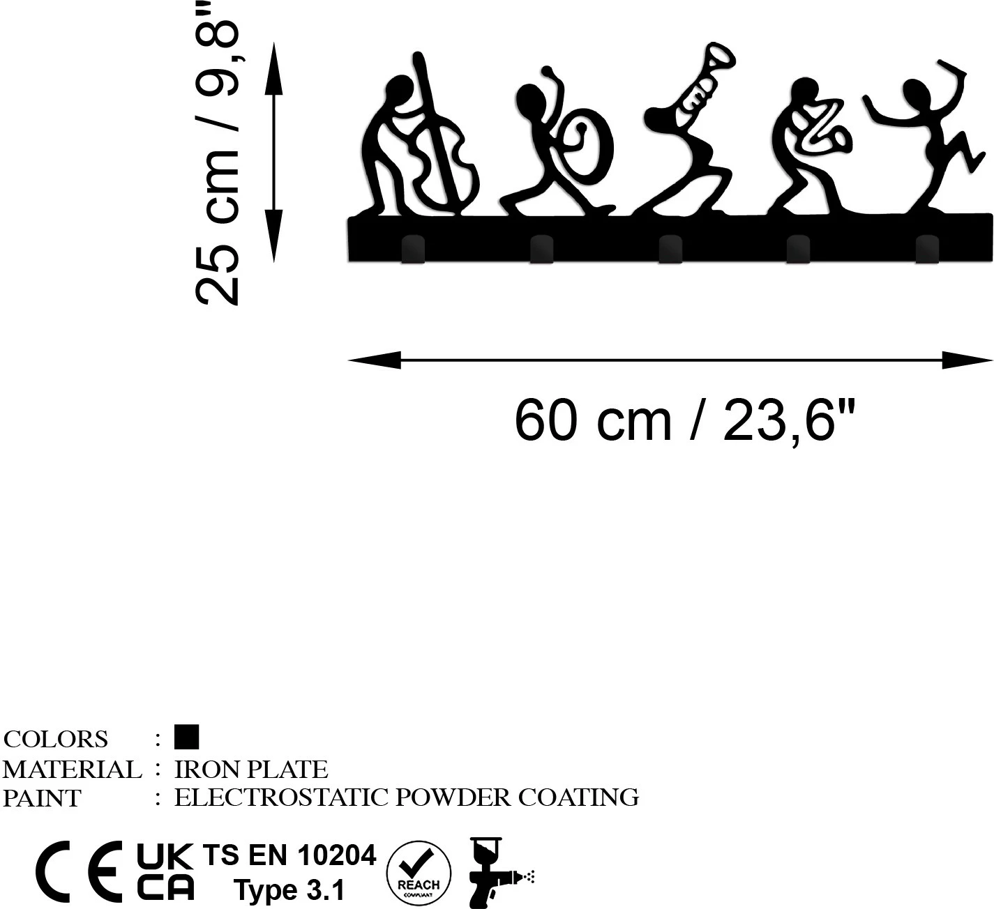 Varëse muri prej metali, motiv bendi muzikor, Wallity, e zezë