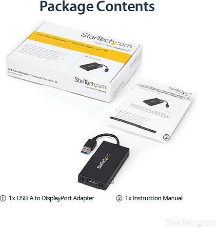 Adapter USB 3.0 në DisplayPort StarTech USB32DP4K, 4K 30Hz, DisplayLink, i zi