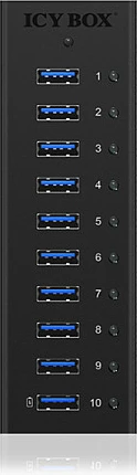 USB hub ICY BOX IB-AC6110, 10 porta, USB 3.2 Gen 1, alumini, e zezë