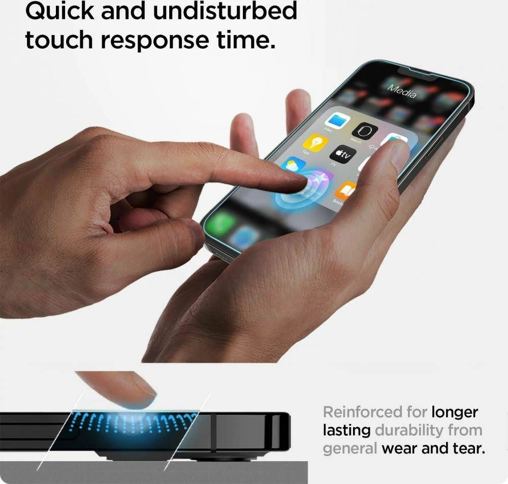 Xham i kalitur mbrojtës ekrani, Spigen, Glas.TR EZ Fit, për Apple iPhone 13/13 Pro, 9H, 0.2mm, 2 copë