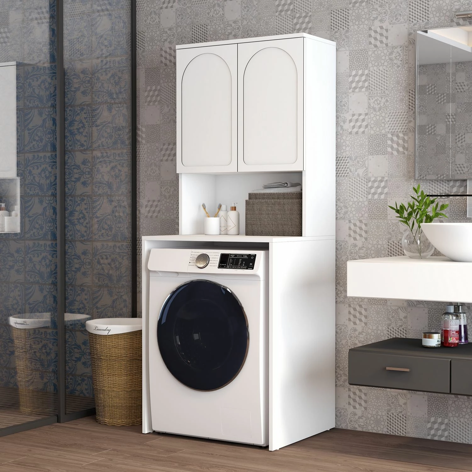 Dollap për lavatriçe, ngjyrë e bardhë, Skye Decor, Lyon 60