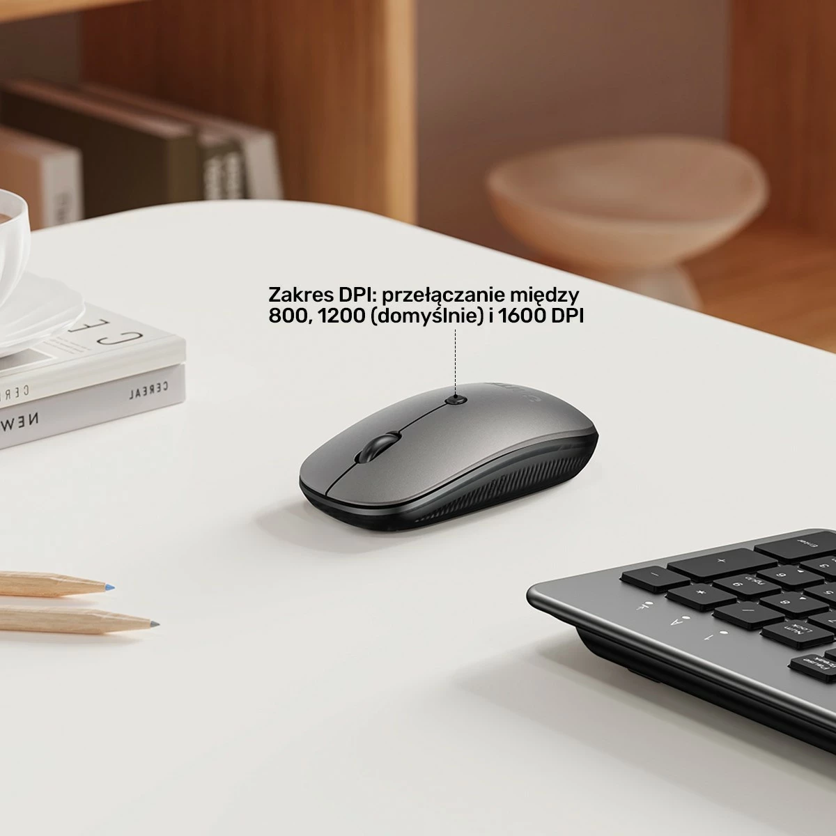 Set tastierë + maus Unitek SlimDuo, wireless 2.4GHz, USB receiver, 1600 DPI, zi-gri
