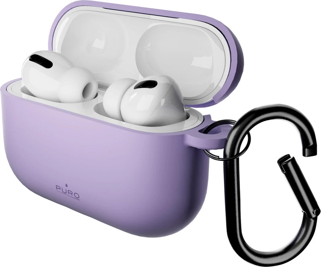 Mbështjellës silikoni Puro Icon për AirPods Pro 3, me karabinë, vjollcë