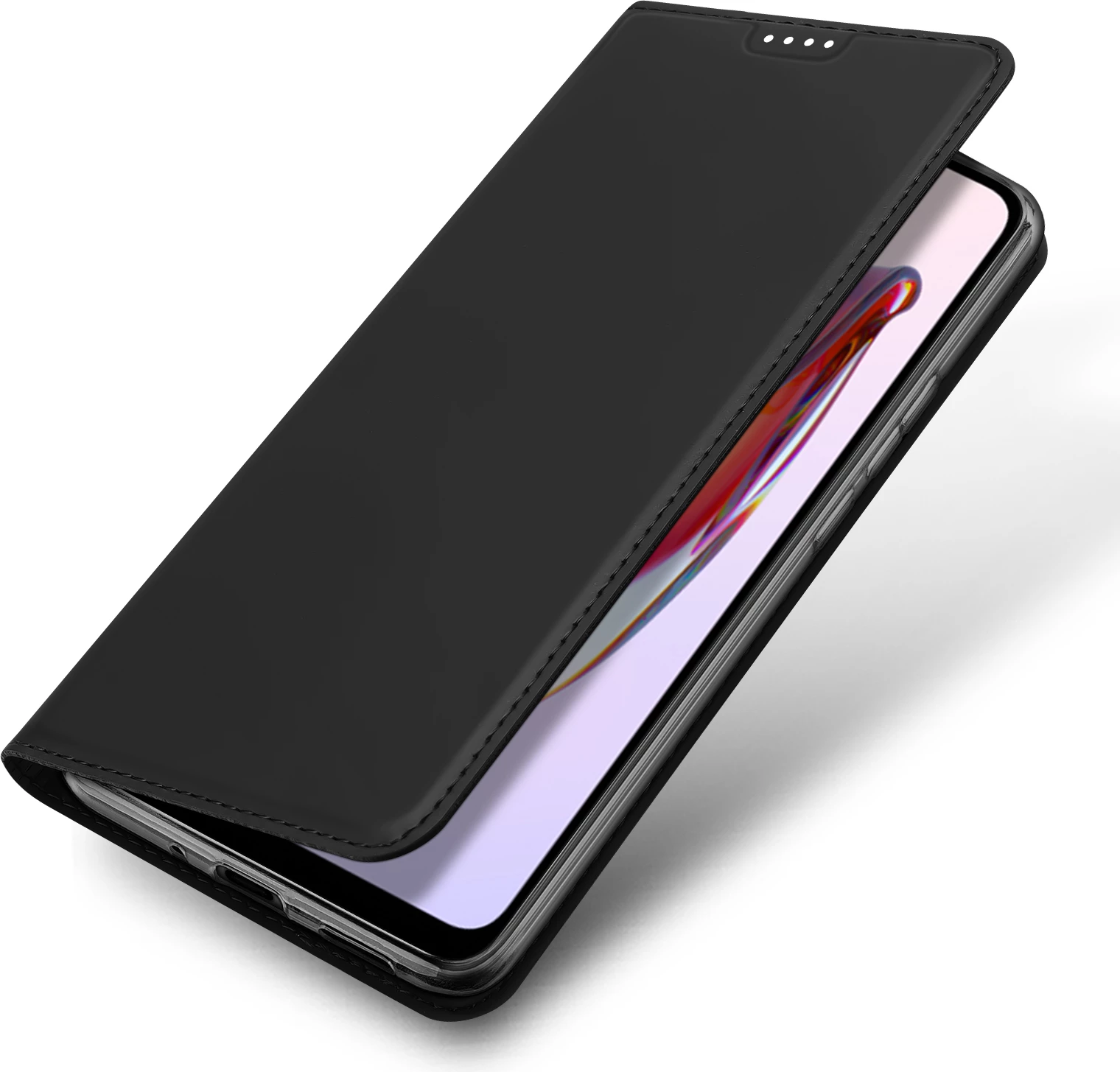 Mbështjellës Dux Ducis Skin Pro për Xiaomi Redmi 11A / Poco C55 / Redmi 12C, me kapak, xhep kartele, funksion standi, i zi