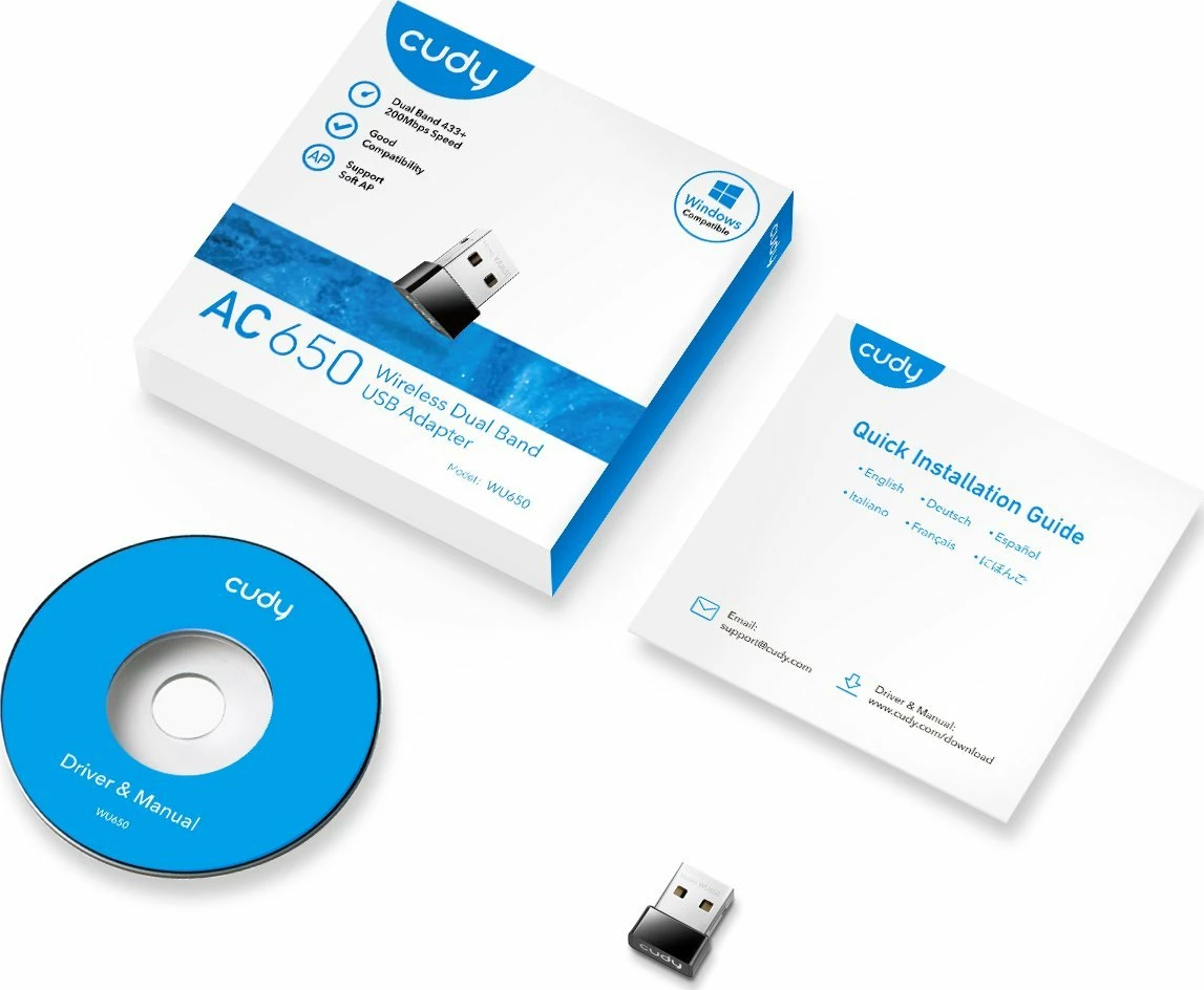 Kartelë rrjeti Wi‑Fi USB Cudy WU650 Wi‑Fi 5 650 Mbps Dual-Band