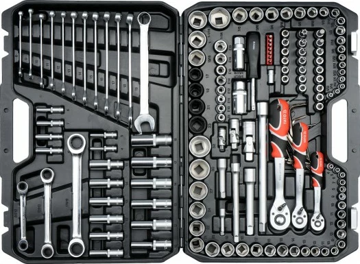 Set veglash Yato YT-38811, 150 copë, 1/4\", 3/8\" & 1/2\", në valixhe plastike