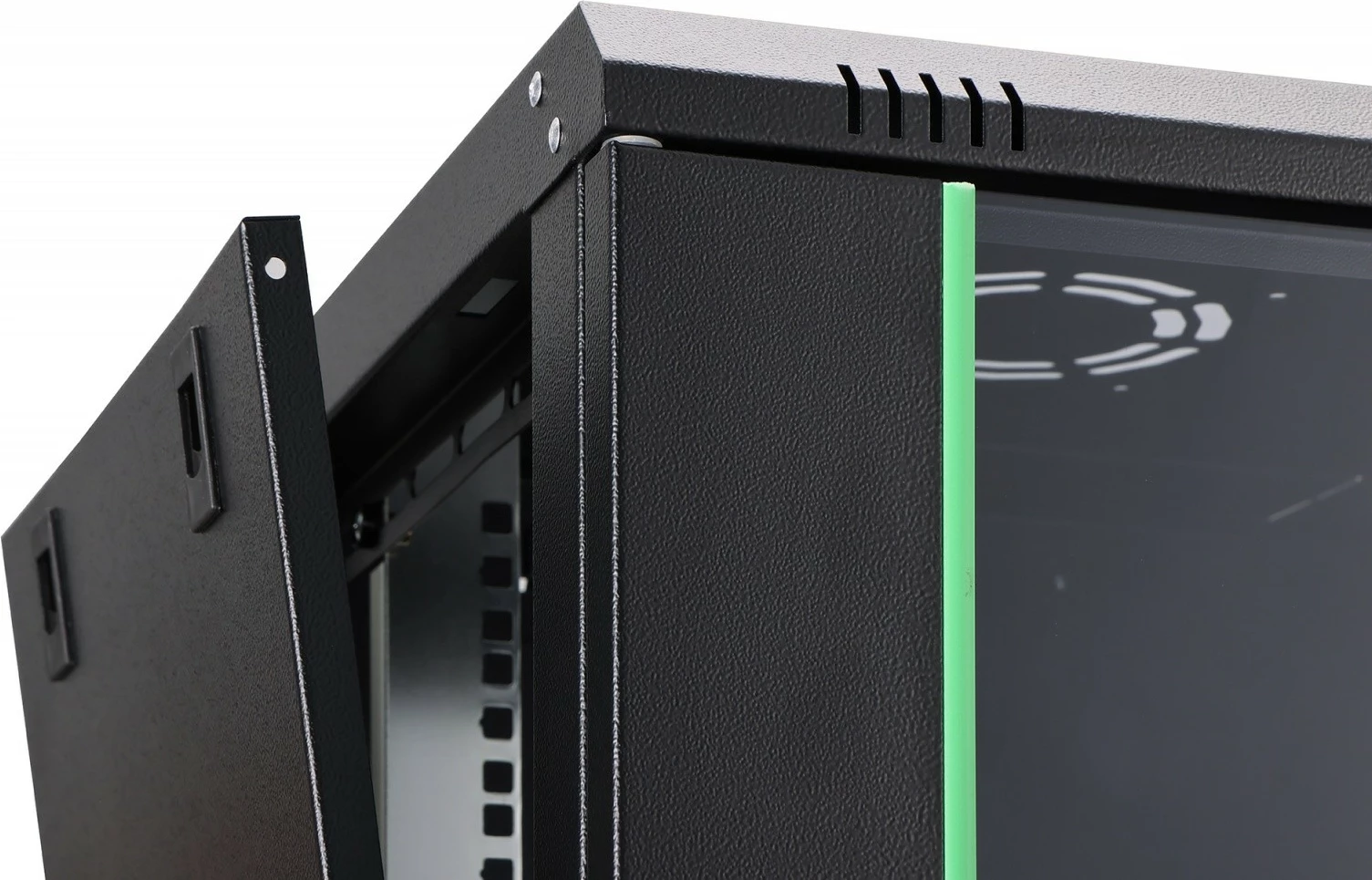 Kabinet rrjeti i montueshëm në mur, Digitus DN-37109, 19" 12U, 607x600x450mm, derë xhami, 60kg, i pa-montuar, e zezë