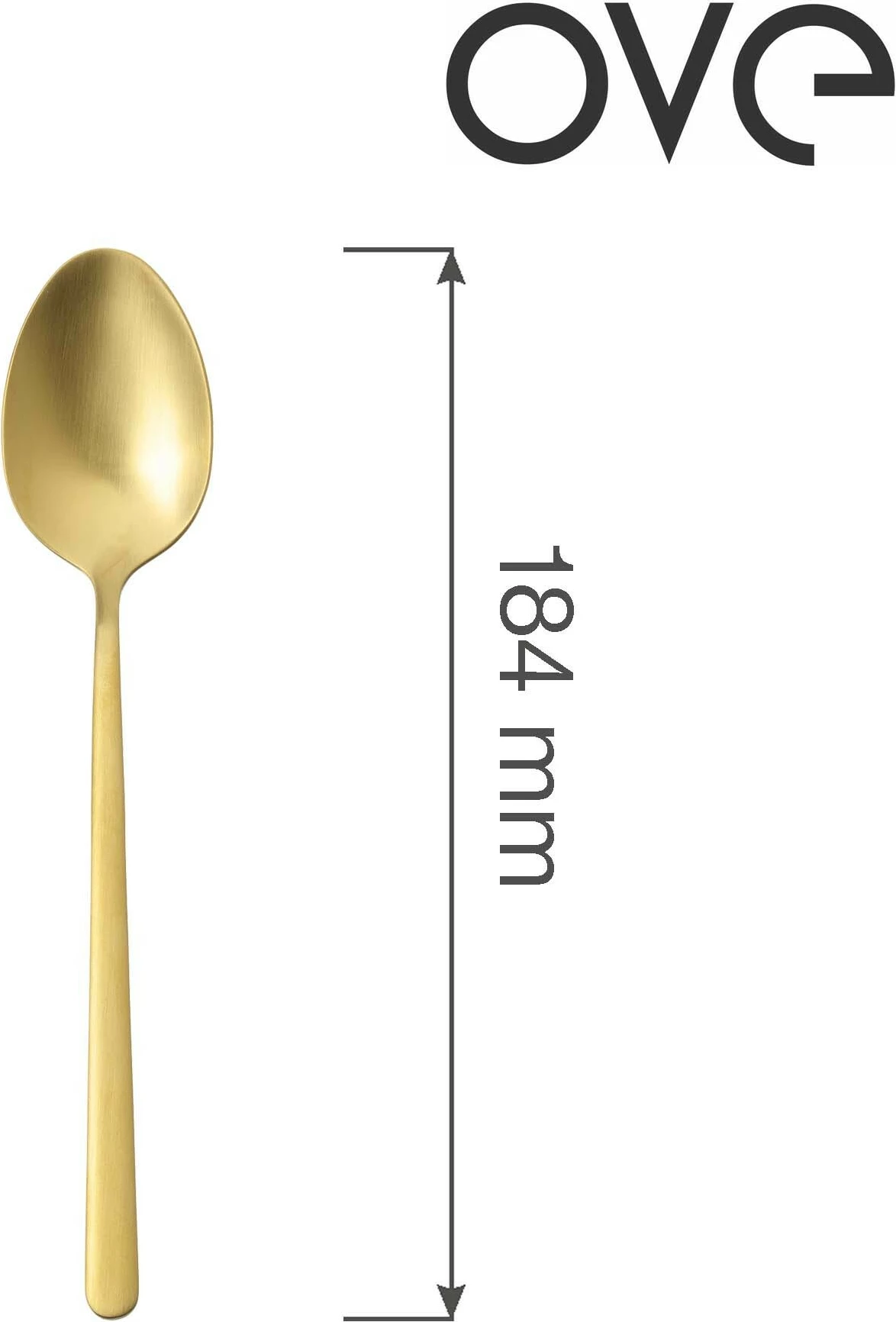 Lugë ëmbëlsire OVE Amarone Gold 184 mm, çelik inox 18/10, set 12 copë, e artë