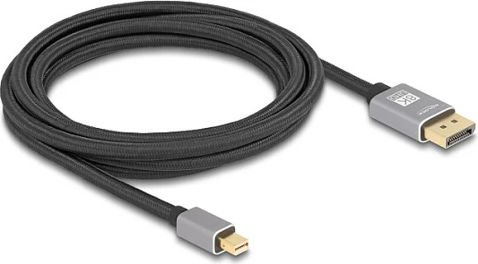 Kabllo Mini DisplayPort në DisplayPort DeLOCK, 3 m, 8K 60Hz, DP 1.4, gri