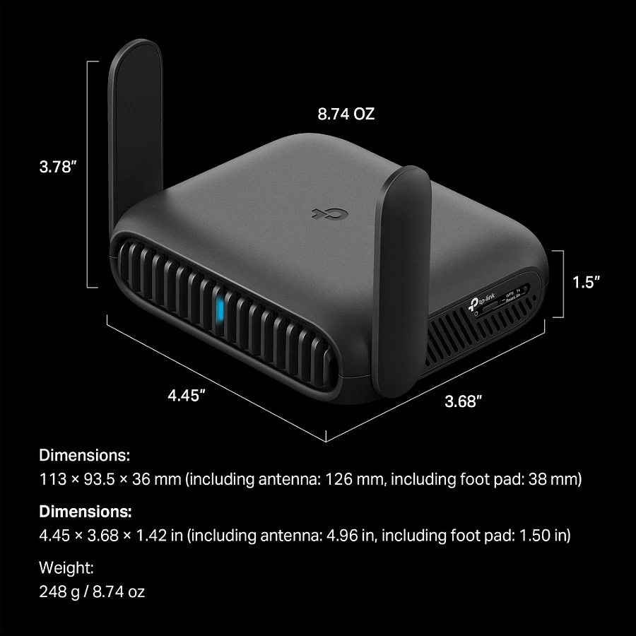 Router portativ TP-Link TL-WR3602BE BE3600, Wi‑Fi 7 dual-band, 2.5GbE, USB 3.0, i zi