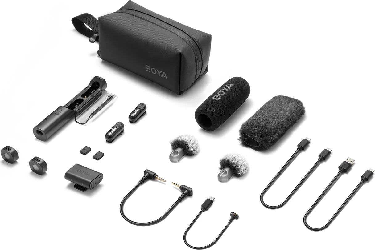 Mikrofon pa kabllo BOYA Magic-02 2.4GHz USB-C, set 2x transmitter + receivera + kuti karikimi, i zi