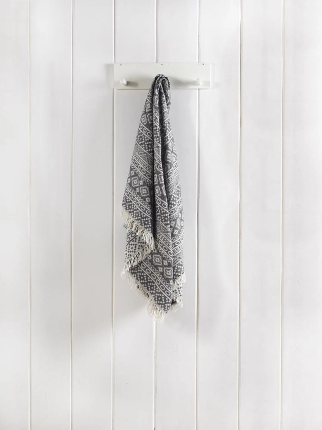 Peshqir plazhi Fouta, model 'Cicim', ngjyrë e zezë dhe bezhë, Mijolnir