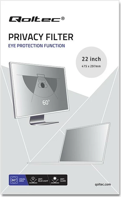 Filtër privatësie Qoltec 51056, 22", 16:10