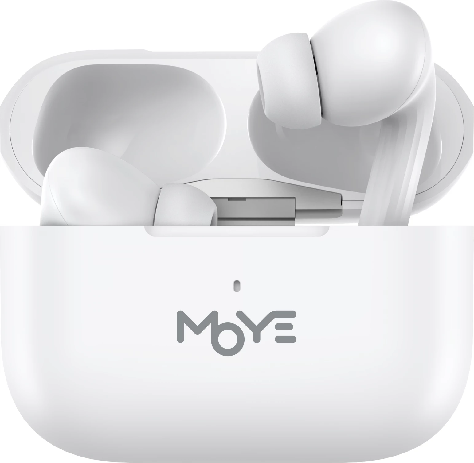 Kufje wireless Moye Aurras 3, ANC, Bluetooth 5.3, karikim wireless, USB-C, të bardha, set me kasë karikimi